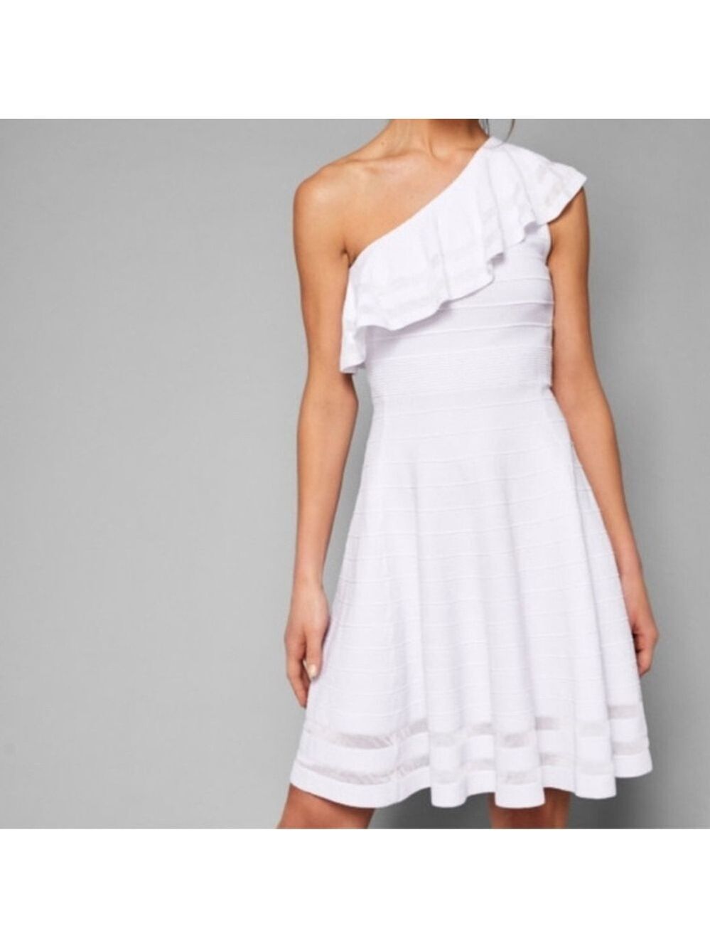 Ted Baker Streena Skater One Shoulder Ruffle knit Dress Size 1